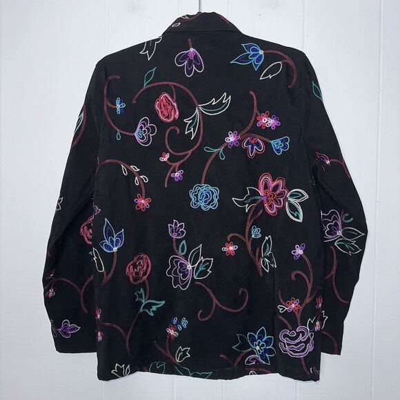 Koret Women’s Vintage Floral Embroidered Jacket Black Boho Size Small - Picture 2 of 5